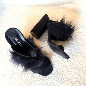 Boohoo two strap slip on heels size 6